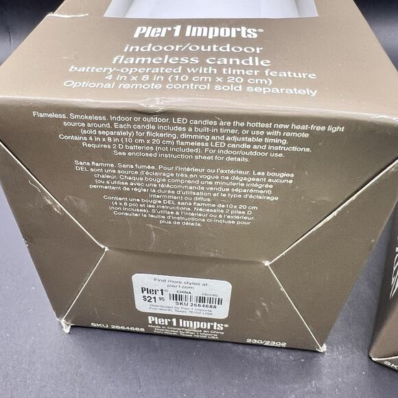 (2) Pier 1 Imports indoor/outdoor flameless Candles Battery Operated W Timer - Picture 2 of 6